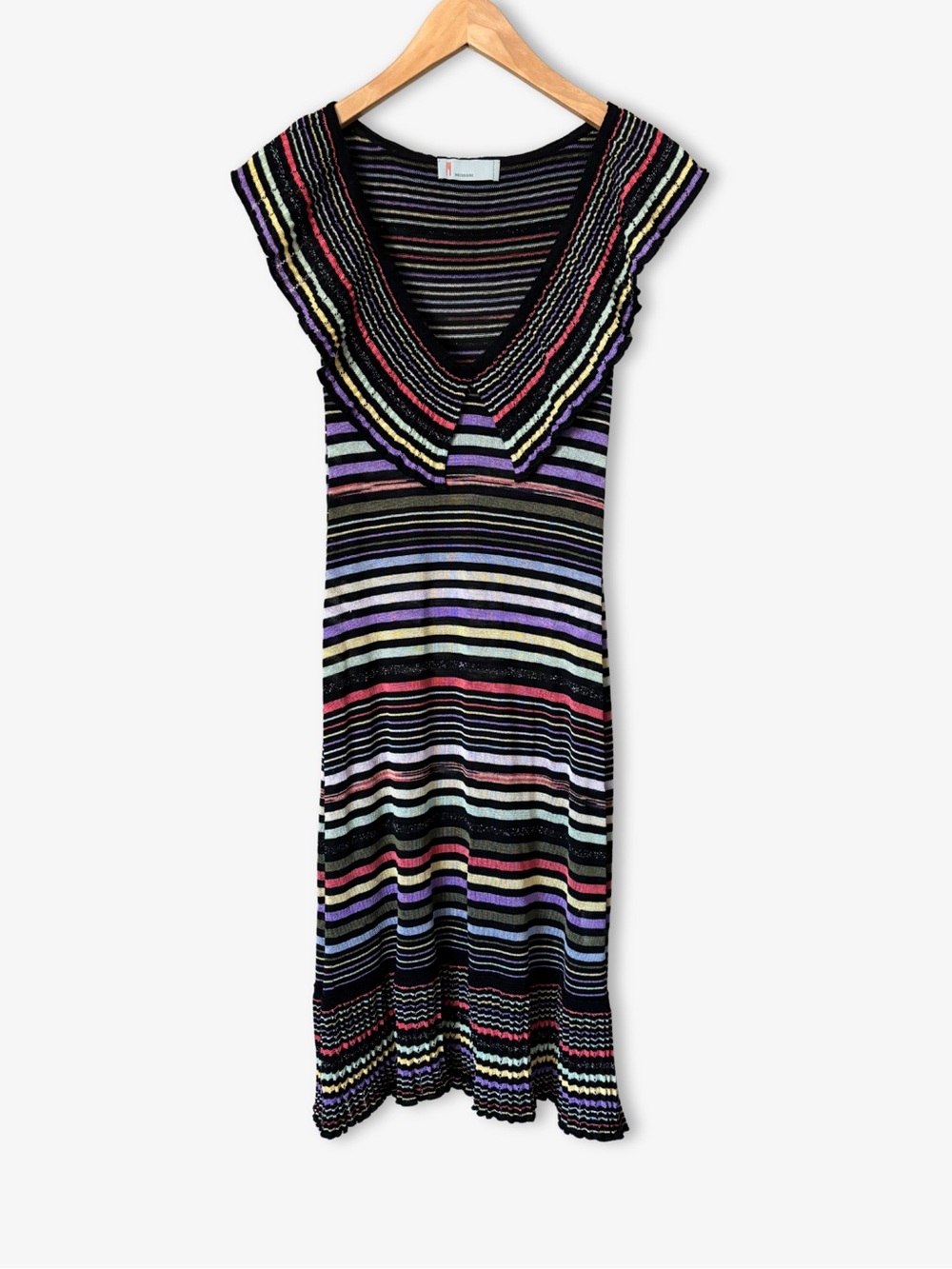 M Missoni Striped Knit Sailor Collar Mini Dress Y2K Size USA 10 / Fits Smaller